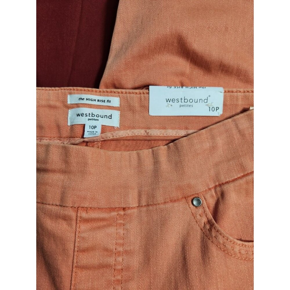 Westbound Womens Size 10 P orange  High-Rise skinny crop pull on jeans --18 - Picture 9 of 11